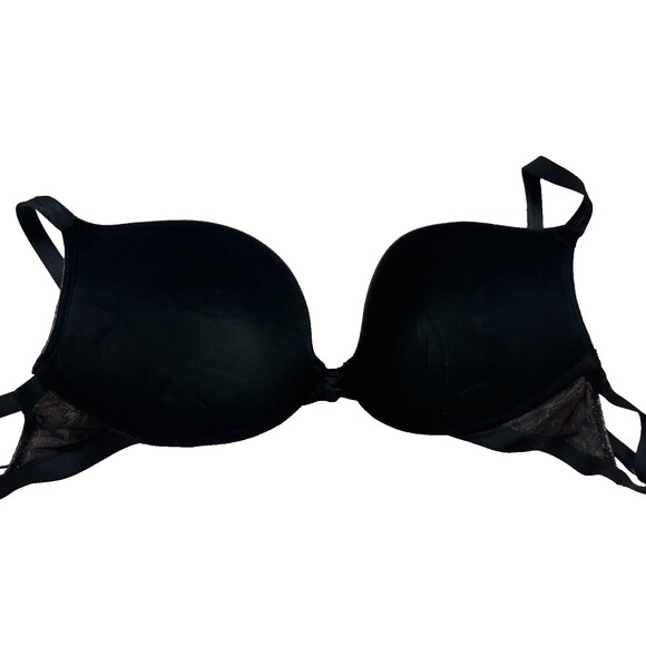 Victoria's Secret Black Gold Metallic Lace Underwire Push Up Bra 36 C, pre-loved - Picture 7 of 11